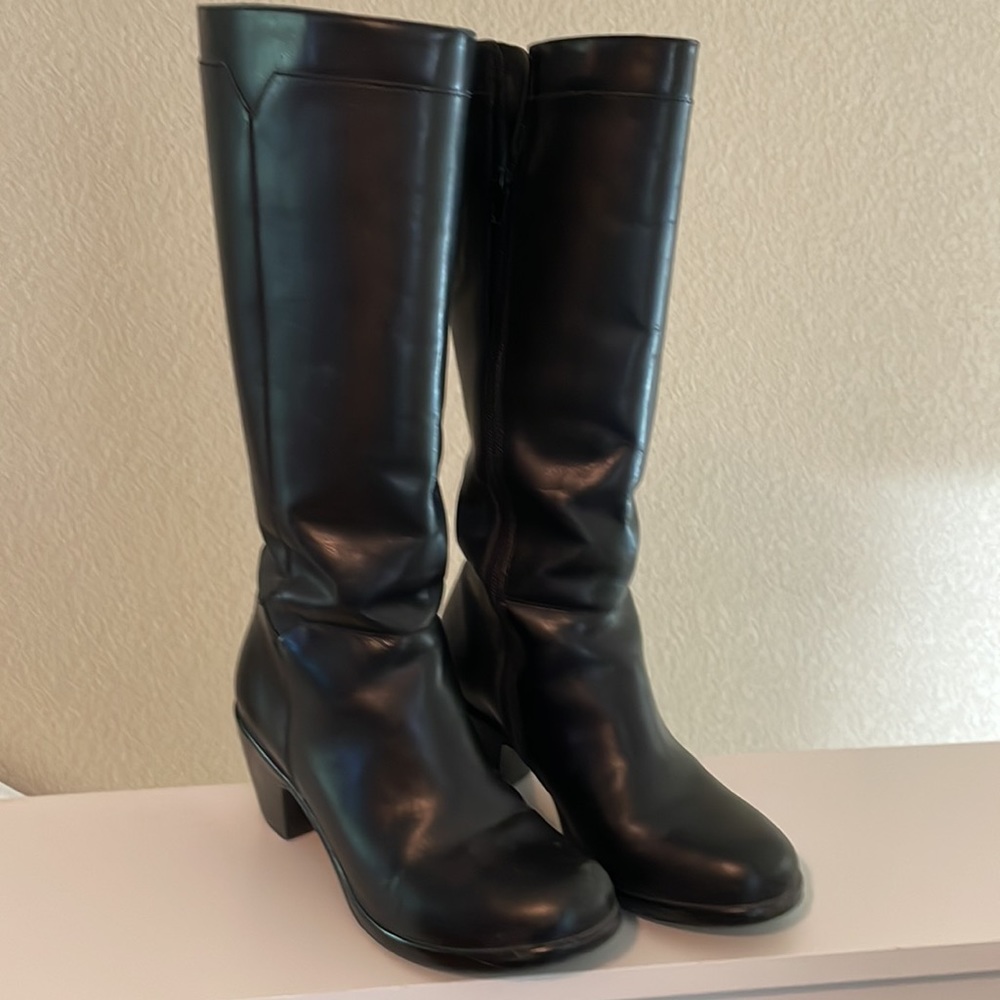 Dansko Tyra Black Leather Tall Boots 38